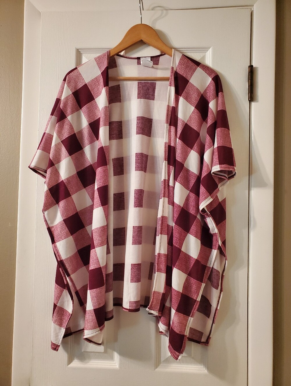 Time And Tru Multi-Wear Wrap Women’s Burgundy and White Plaid
